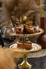 Image showing Slice of delicious chocolate cake