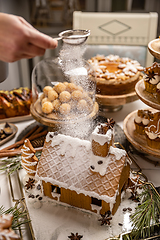 Image showing Festive Christmas table with sweets