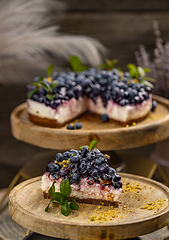 Image showing Cheesecake with bluberries