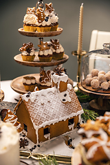 Image showing Traditional Christmas gingerbread house