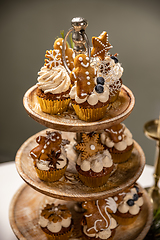 Image showing Christmas gingerbread cupcakes