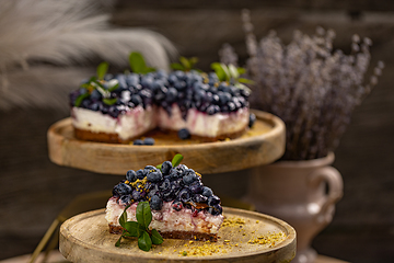 Image showing Blueberry cheesecake dessert