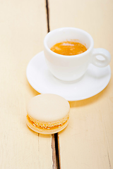 Image showing colorful macaroons with espresso coffee