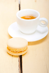 Image showing colorful macaroons with espresso coffee