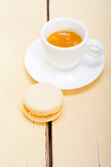 Image showing colorful macaroons with espresso coffee