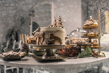 Image showing Still life of Christmas holiday sweet table