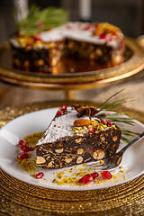 Image showing Slice of raw vegan chocolate cake