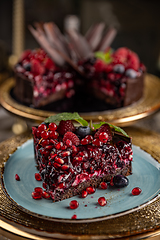 Image showing Delicious dark chocolate cake