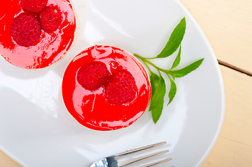 Image showing fresh raspberry cake mousse dessert