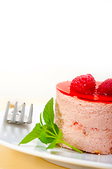 Image showing fresh raspberry cake mousse dessert