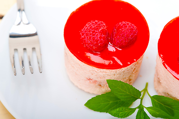 Image showing fresh raspberry cake mousse dessert