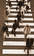 Image showing People crossing the street-sepia tones