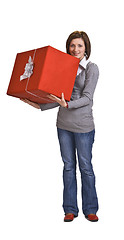 Image showing Woman with a red gift box