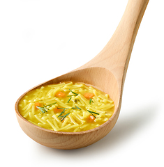 Image showing chicken noodles and vegetable soup