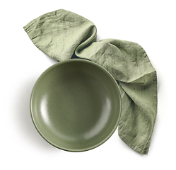 Image showing green napkin and bowl