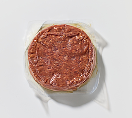 Image showing raw beef burger meat for hamburger vacuum packed