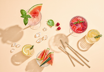 Image showing various trendy summer cocktails