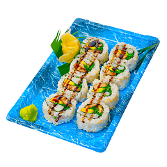 Image showing take away sushi express on plastic tray