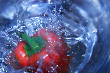 Image showing Red pepper and blue aqua