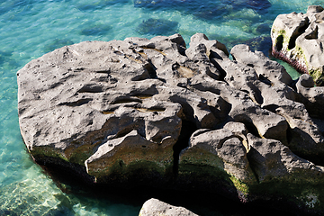 Image showing Rocky coast of the Caspian Sea.