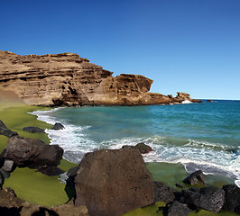 Image showing Green sand beach