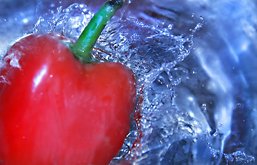 Image showing Red pepper and blue aqua