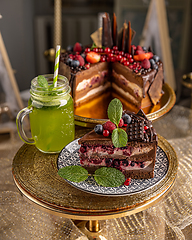 Image showing Tasty layered chocolate cake