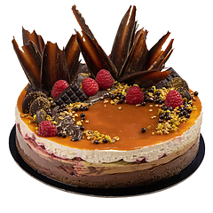 Image showing Tricolour chocolate mousse cake