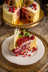 Image showing Delicious creamy fruit cake