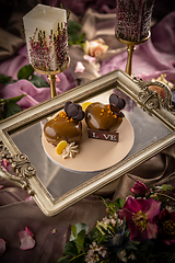 Image showing Still life of heart shaped cake