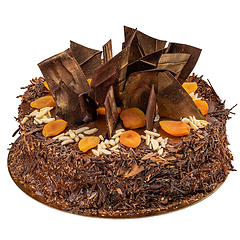 Image showing Chocolate cake decorated with dried apricot