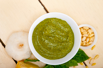 Image showing Italian basil pesto sauce ingredients