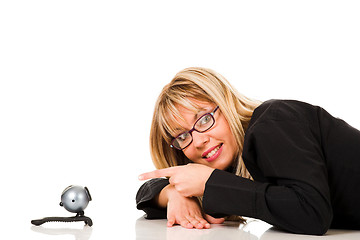 Image showing A businesswoman and webcam