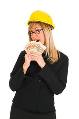 Image showing A businesswoman with earnings