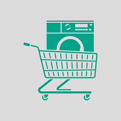 Image showing Shopping Cart With Washing Machine Icon