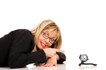 Image showing A businesswoman and webcam