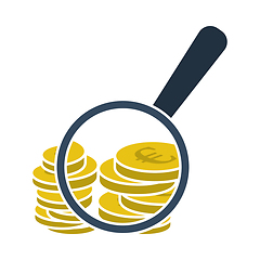 Image showing Magnifying Over Coins Stack Icon