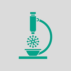 Image showing Research Coronavirus By Microscope Icon