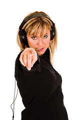 Image showing woman listening music in headphones