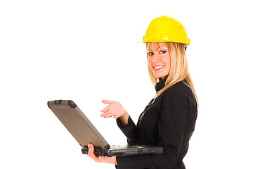 Image showing A businesswoman with notebook