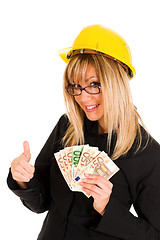 Image showing A businesswoman with earnings 