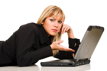 Image showing young woman with notebooks