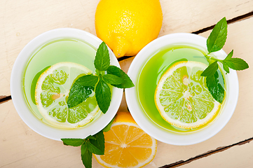 Image showing mint infusion tea tisane with lemon