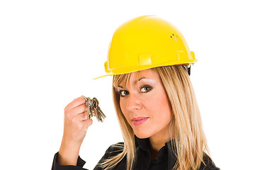 Image showing A businesswoman with keys