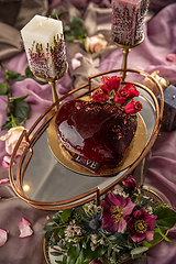 Image showing Valentine's day or wedding cake still life