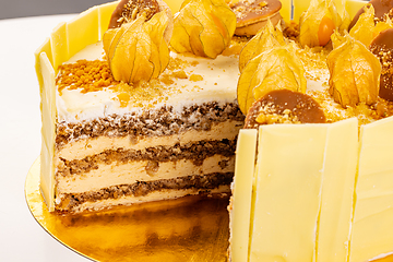 Image showing Close up of cake with mascarpone cream