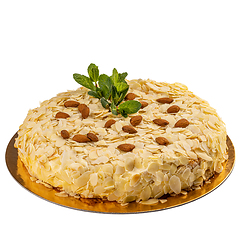 Image showing Whole round delicious almond cake