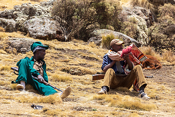 Image showing park scout with rifle in Simien Mountain, Ethiopia