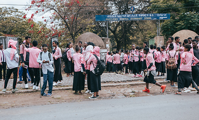 Image showing Ethiopian students behing secondary school in Gondar, Ethiopia