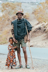 Image showing Ethiopian shepherdess woman near Gondar city, Ethiopia